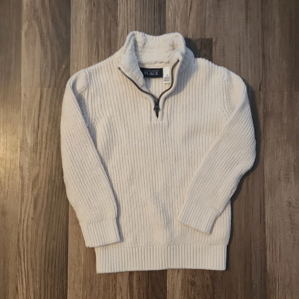The Children's Place Ivory Zip Sweater Size 4/5